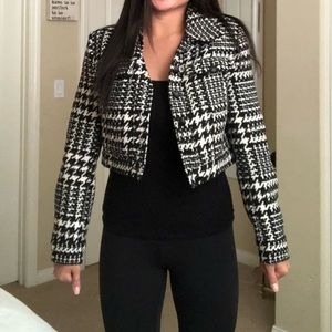 Black and white crop jacket